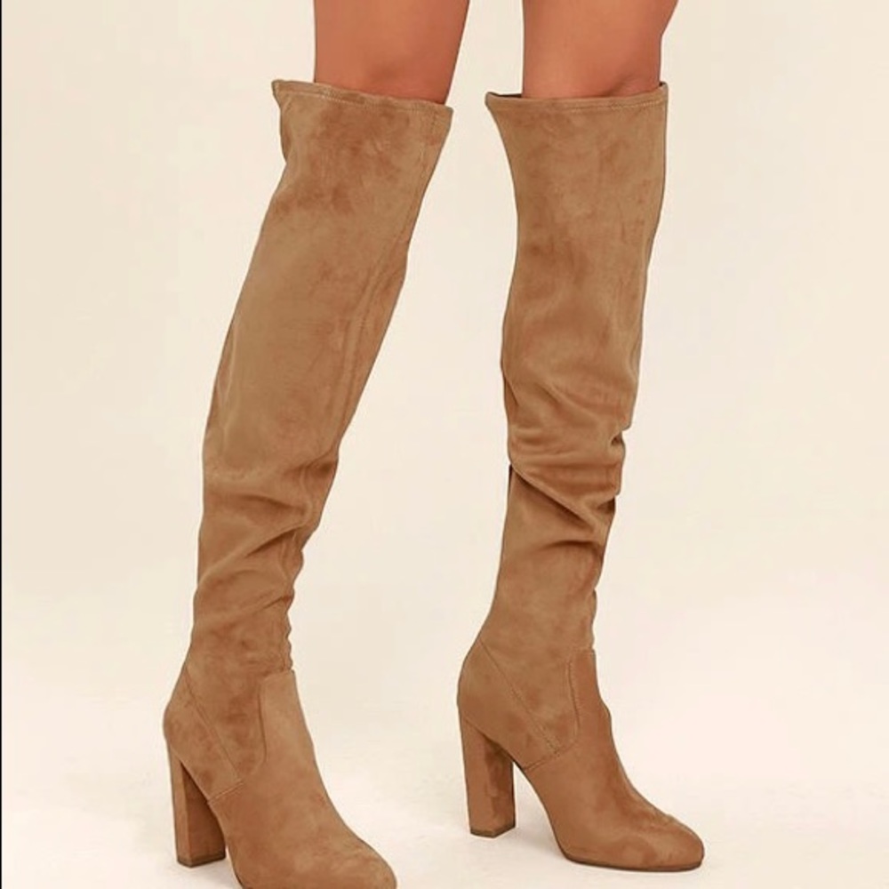 Steve Madden Emotions Camel Suede Knee High Boots
